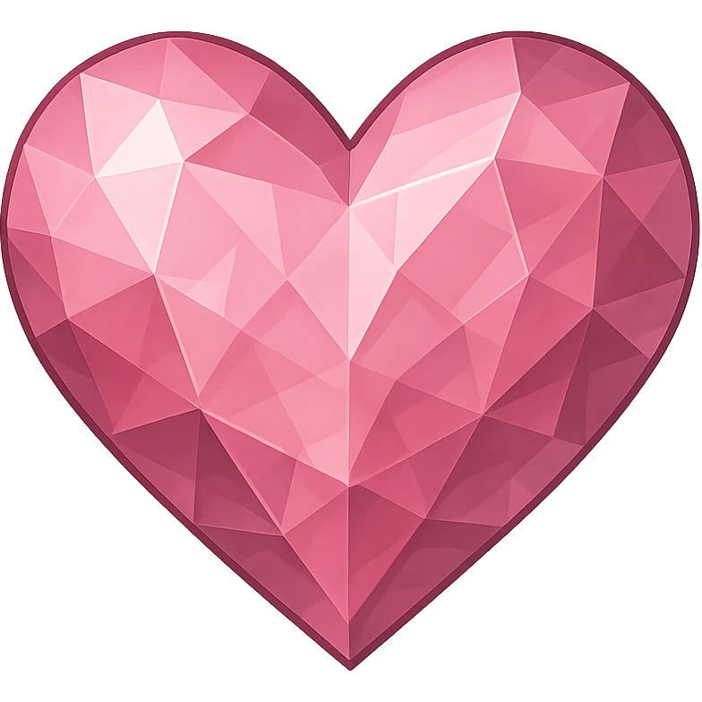 heart with a pink crystal effect, clean digital illustration, no background emoji