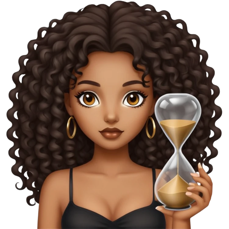 Black girl+with hour glass body+smoky eye +beautiful long curly hair emoji