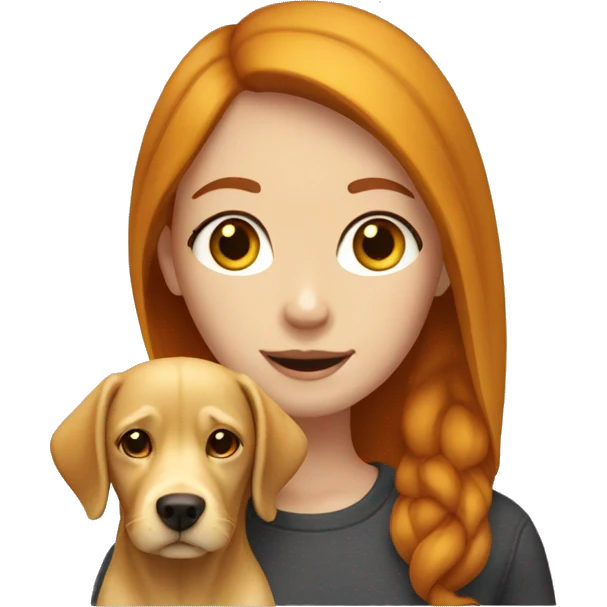Red-haired girl with yellow Labrador dog emoji