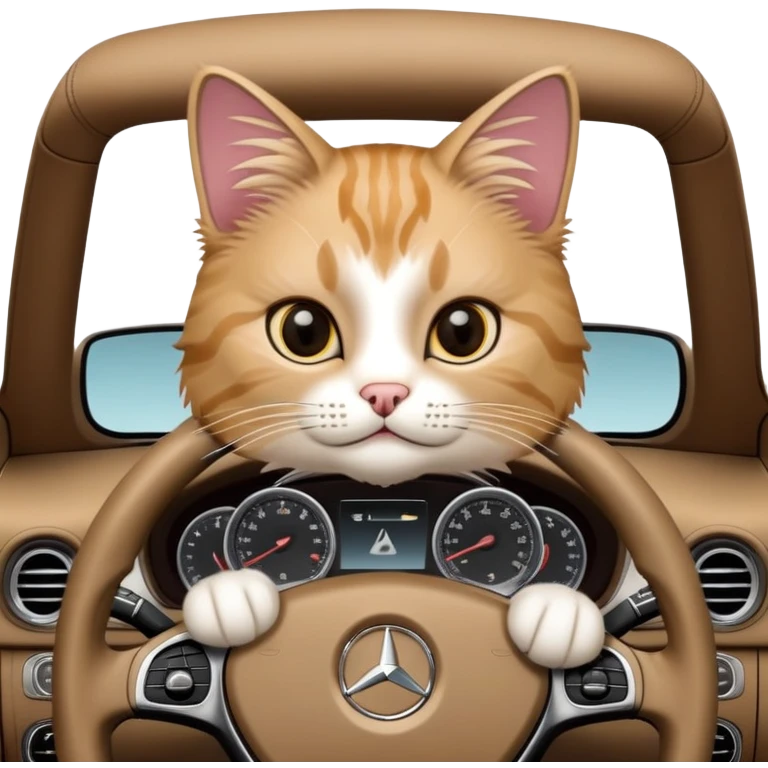 Cat driving in mercedes emoji