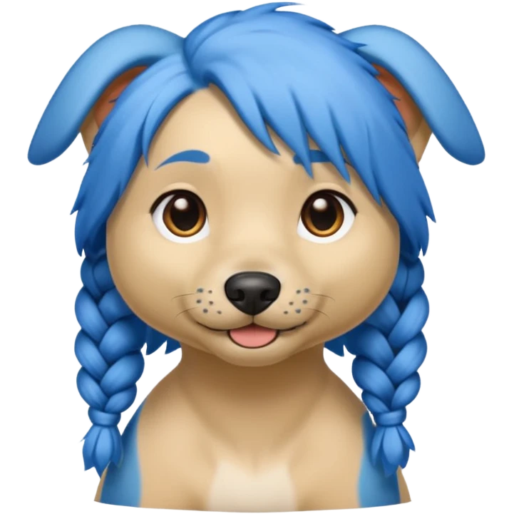 blue haired dog with braided hair emoji