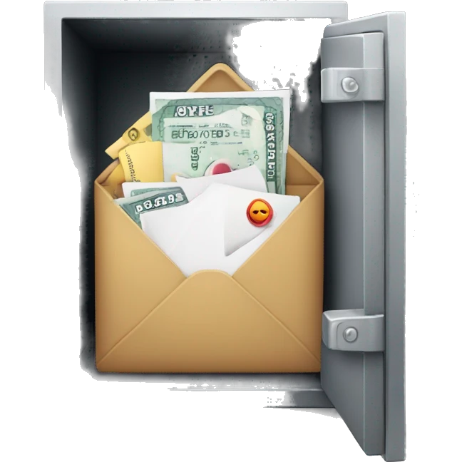 an open safe with envelopes emoji