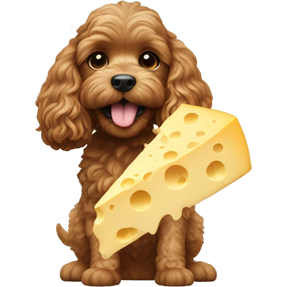 Cockapoo eating cheese emoji