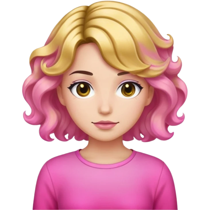 Gold and black gradient wavy hair pink clothes  emoji