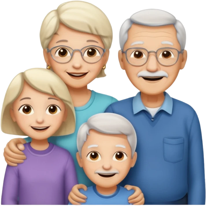 two kids light skin with her grand parents emoji