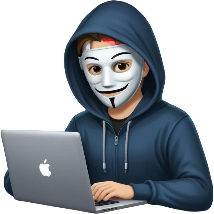 hacker with mask using laptop emoji