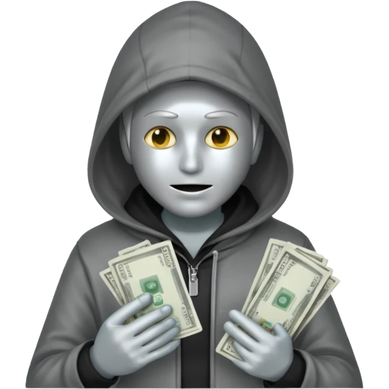 hooded-on-their-phone-making-money silver skin emoji