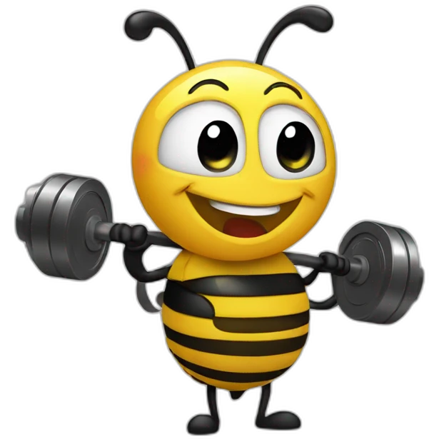 Happy bee with dumbbell emoji