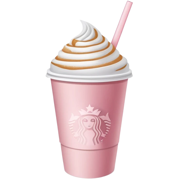 Starbucks pale pink paper cup of coffee with a straw emoji