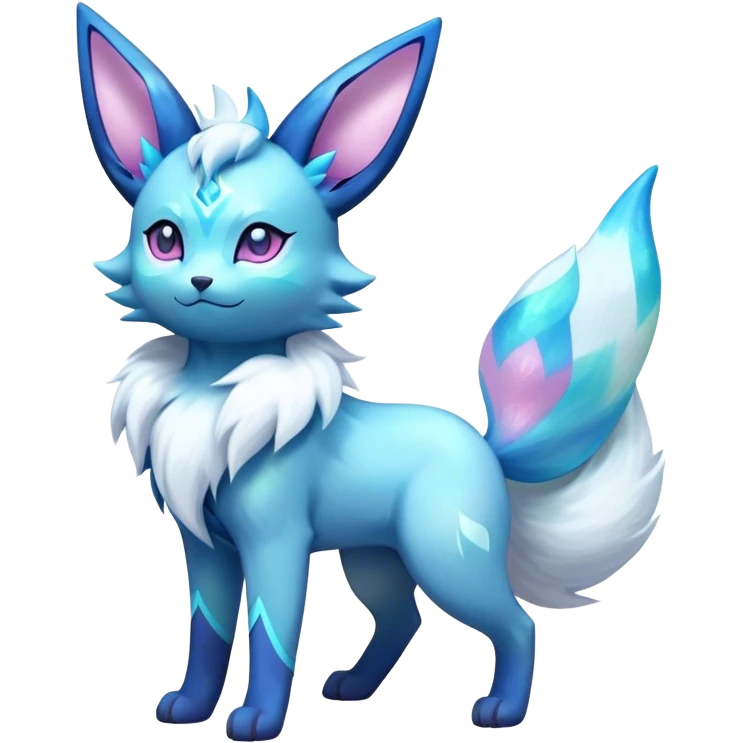 Futuristic Fluffy Celestial Magical Ethereal Fashionistic Fantasy-Glaceon-Espeon-Sylveon-Umbreon-hybrid, full bod emoji