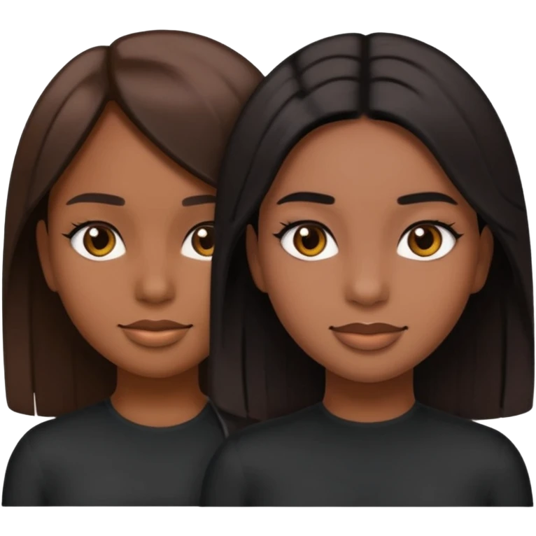 generate a strait and brown haired girl turning into a black and strait haired girl emoji emoji