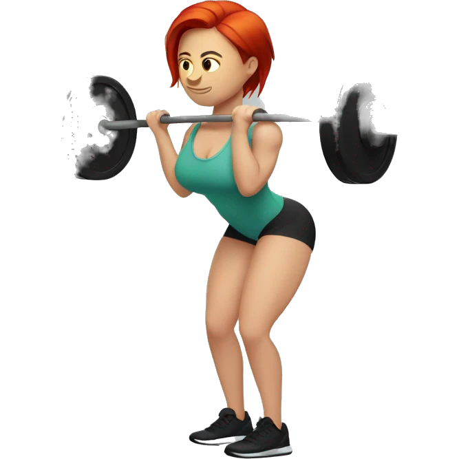 red-haired woman with undercut doing a deadlift emoji