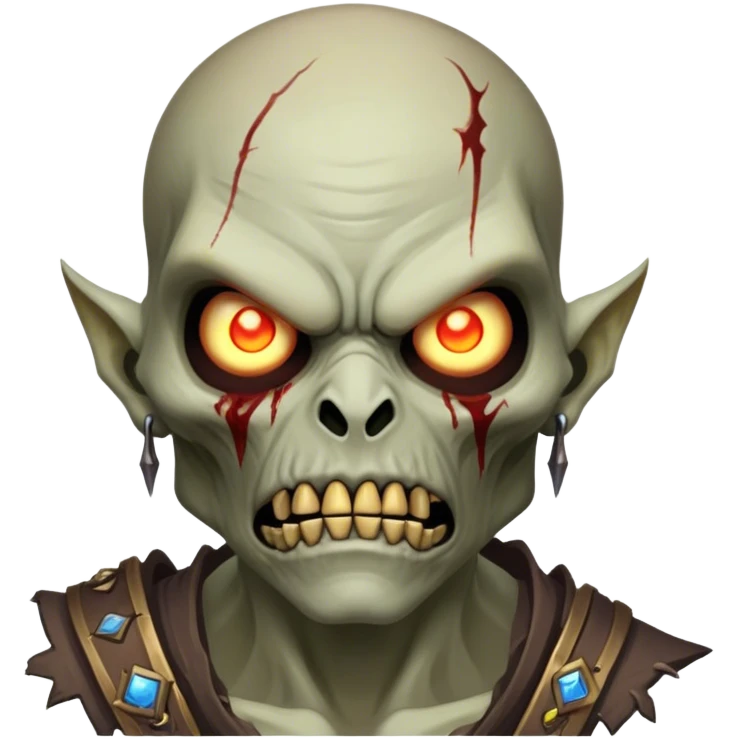 Cinematic Realistic WoW undead civilian Portrait, captured in a fierce, battle-ready stance, muscles taut beneath his tattered, earth-toned attire. His decayed, pallid skin and glowing eyes are rendered with intense lifelike detail and dynamic lighting, high shine, embodying the raw, relentless fury of an undead civilian in the heat of combat. emoji