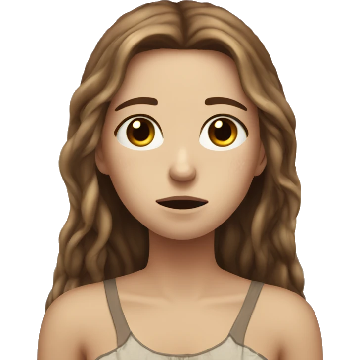 sad white girl with long brown hair crying on the beach summer  emoji
