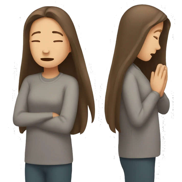 avec désespoir → Emoji brown-haired woman with long straight hair holding her hands in despair over her head emoji