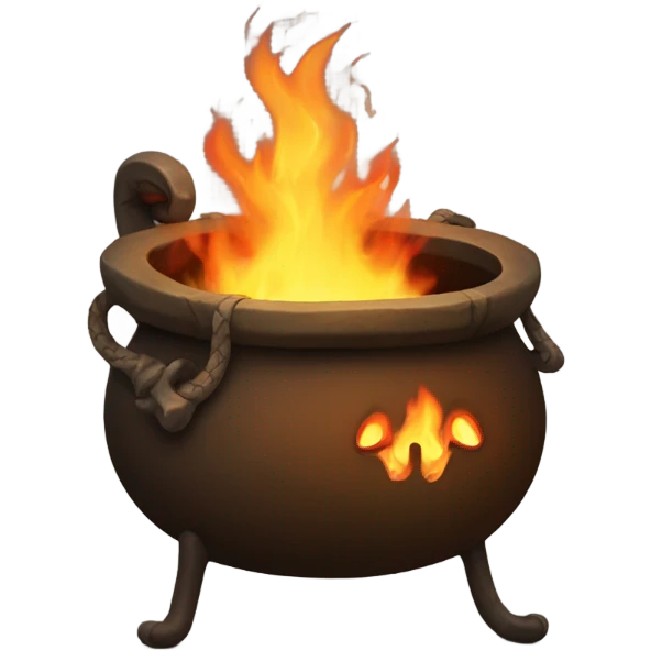 Cauldron with a fire snake that is inside emoji