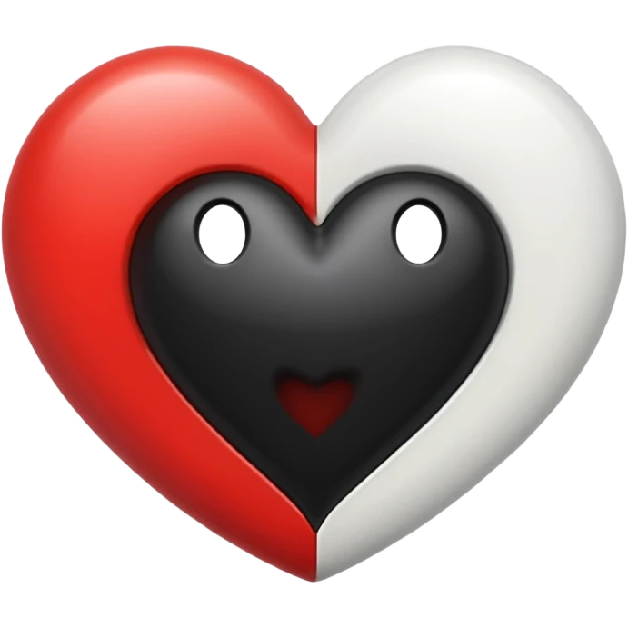 Half Black and half white heart emoji