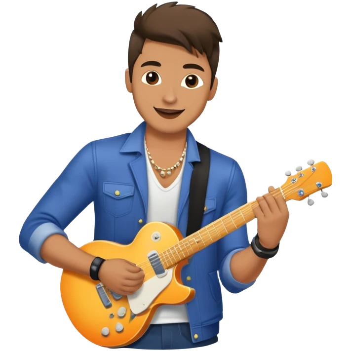 Happy Rock Pop Music Male Musician in his 30s dressed with trendy style emoji