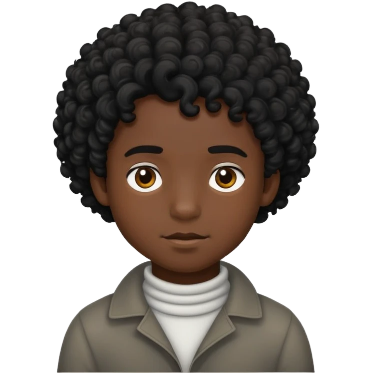 black boy with curly black hair emoji