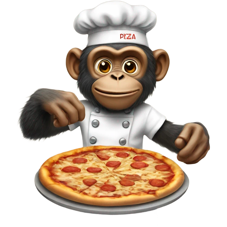Chimp chef making a pizza emoji