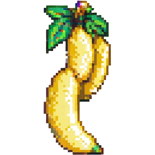 bright yellow banana, 2D sprite style, vibrant and playful, suitable for a fruit ninja game emoji