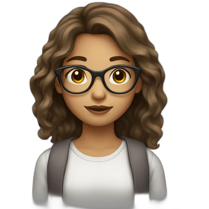 Girl-with-long-hair-brown-eyes-wearing-glasses emoji