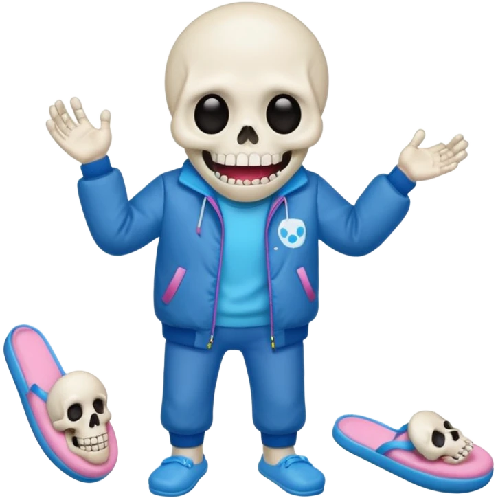 Sans the skeleton from undertale with a glowing blue left eye with his tongue out emoji