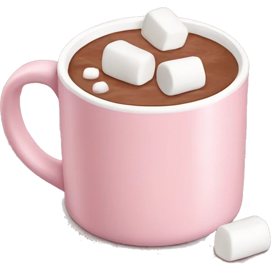 Light Pink mug of hot chocolate with marshmallows  emoji