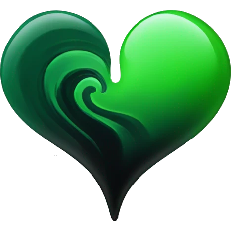 Half black and half Green swirl heart emoji