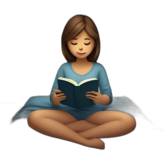 A lonely girl reading book in night emoji