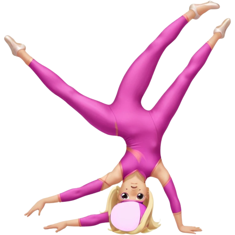 pink dancer-gymnast with blonde hair, doing a split emoji
