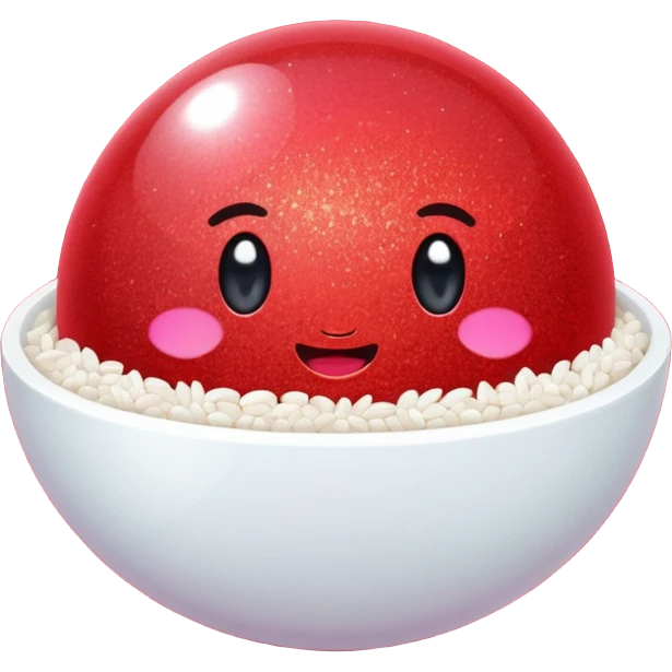 red glitter rice ball emoji