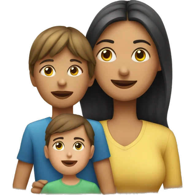 Familia de madre con un niño y una niña emoji