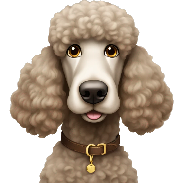 big standard poodle with brown collar emoji