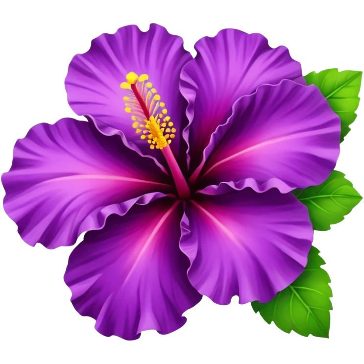 purple hibiscus with leaves emoji