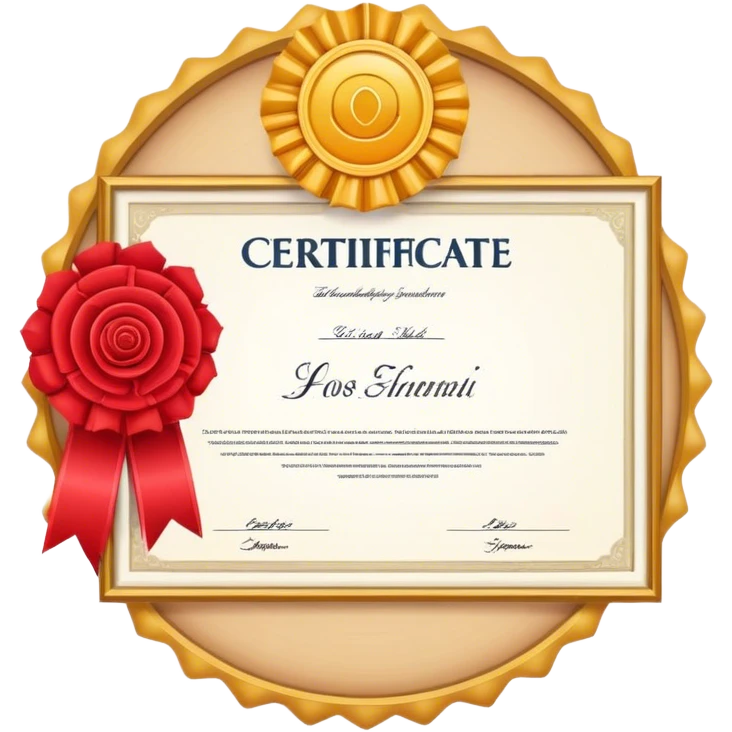 Certificate with rosette and the word CERTIFICATE emoji