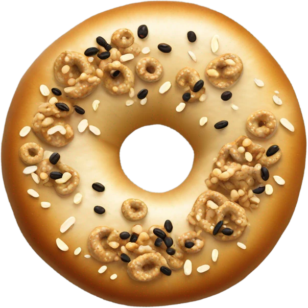 Everything bagel with tiny seeds equally spread out on top emoji
