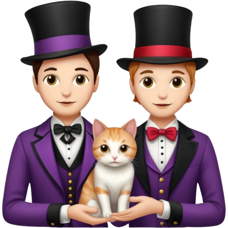 magician couple and their pet cat emoji