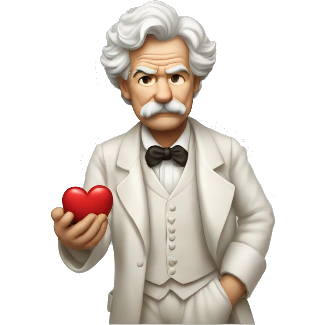 Mark Twain holds a heart in his hand emoji