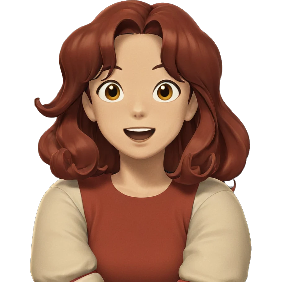 retro girl with a smile emoji