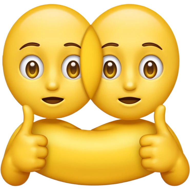yellow emoji with begging eyes and two finger pointing at one another finger emoji