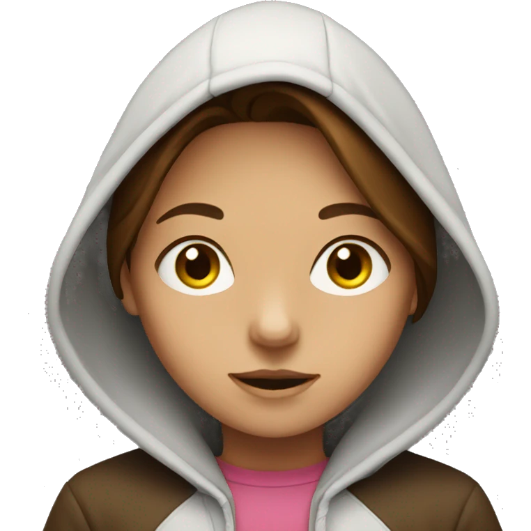 Girl with brown hair and hood on  emoji
