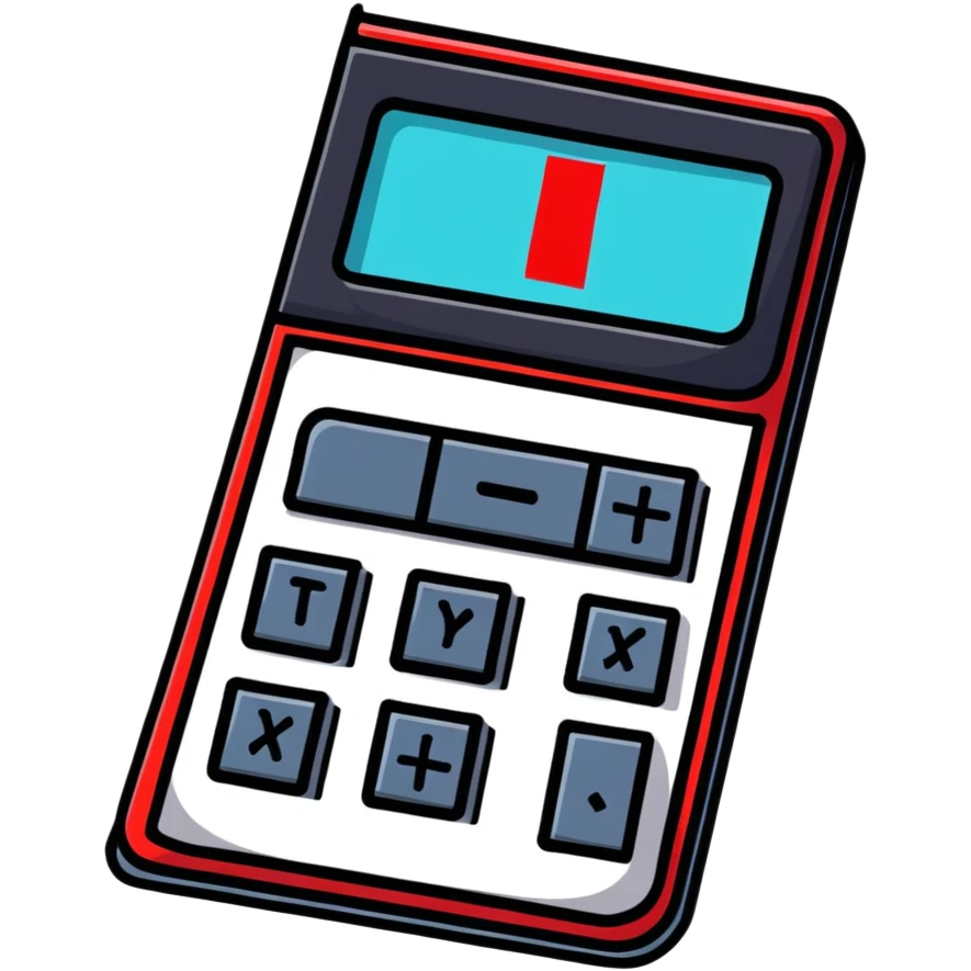 broken calculator with a big red cross emoji