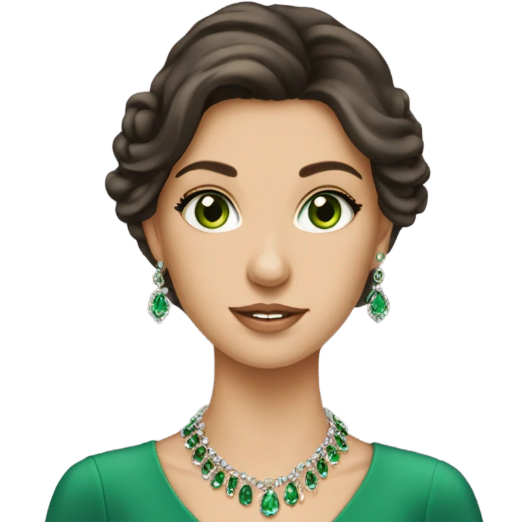 elegant brunette green eyed girl with jewellery  emoji