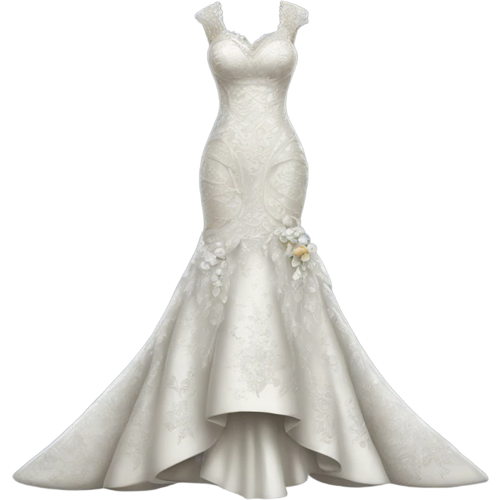 Hyper Realistic ornate Wedding dress displays fish tail emoji