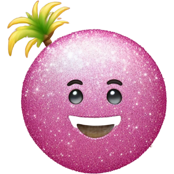Pink coconut with glitter emoji