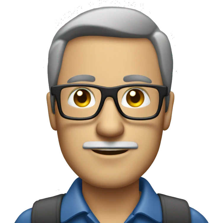 Hombre de mediana edad con gafas  trabajando con ordenador emoji