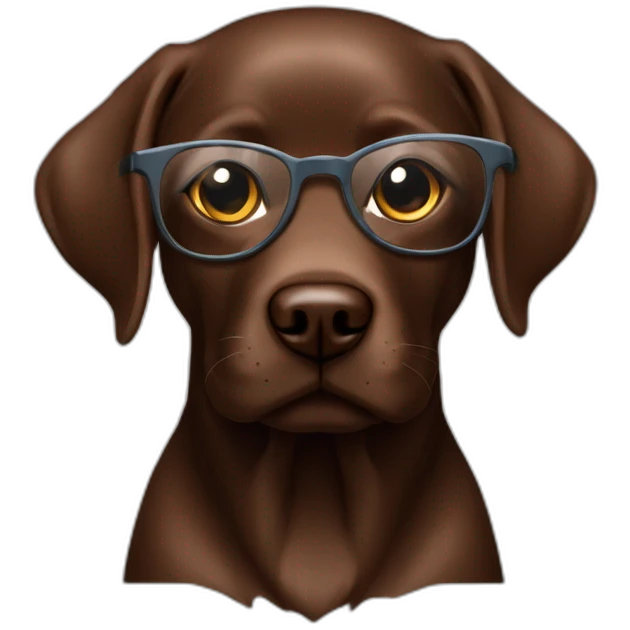 Labrador Retriver chocolate color whit a wand and glasses emoji
