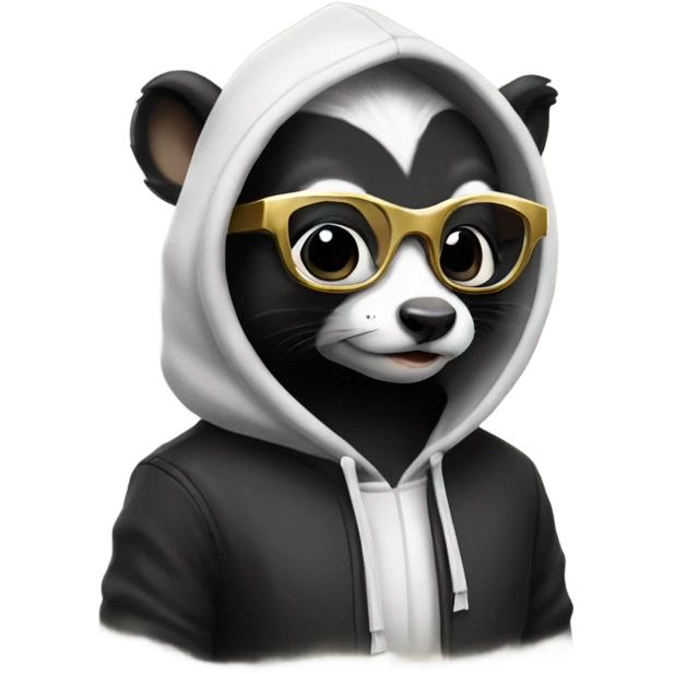 Skunk in a hoodie with gold frame glasses  emoji