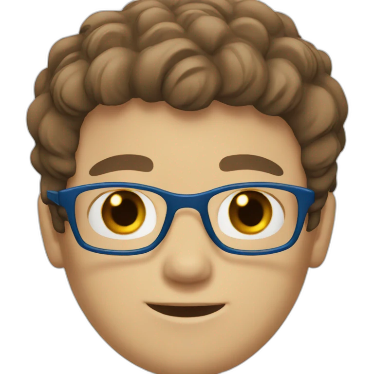 White boy brown hair blue eyes glasses emoji